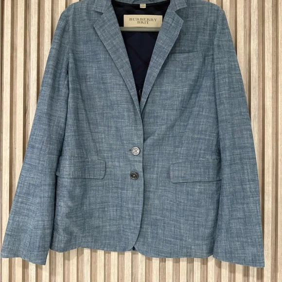 Burberry Blue Blazer Tailored Suit Jacket